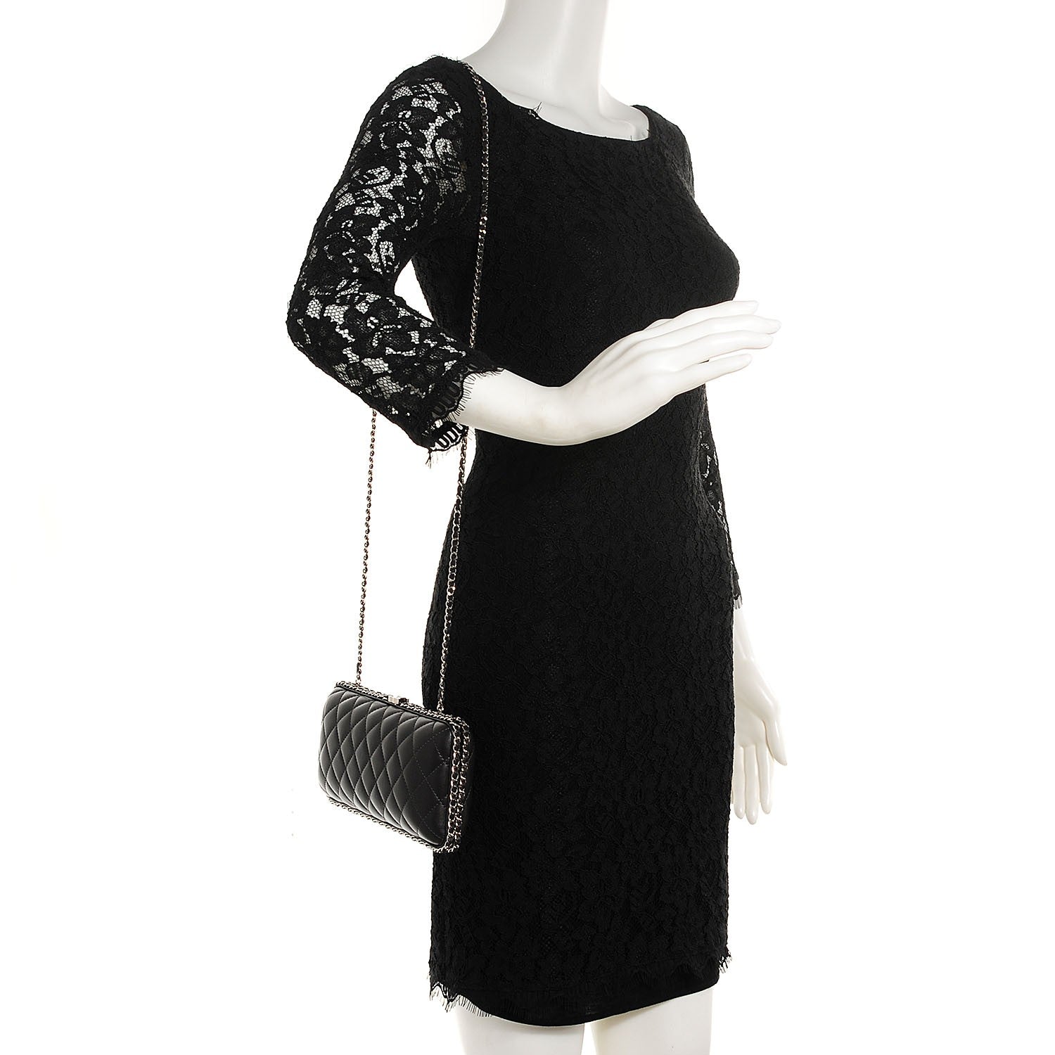 Chanel Lambskin Quilted Chain Around Clutch Black 2 of 7