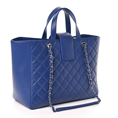 Chanel Caviar Quilted Large CC Box Shopping Tote Blue 3 of 12