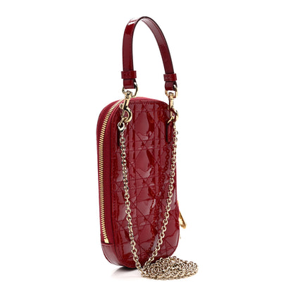 Christian Dior Patent Cannage Lady Dior Phone Holder Red 3 of 11
