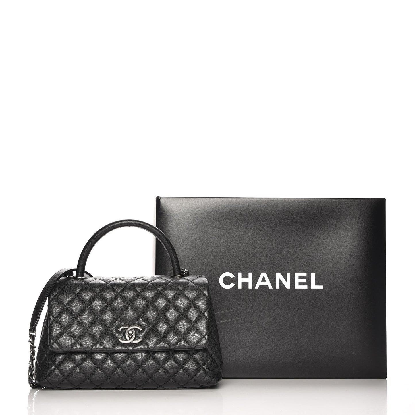 Caviar Quilted Small Coco Handle Flap Black
