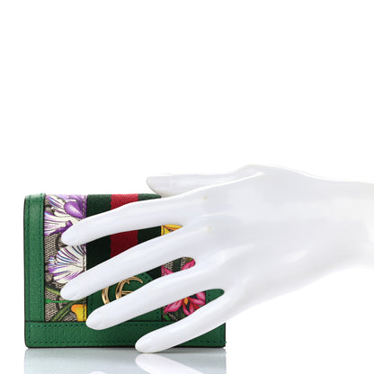 Gucci GG Supreme Monogram Flora Web Ophidia Card Case Green 2 of 7