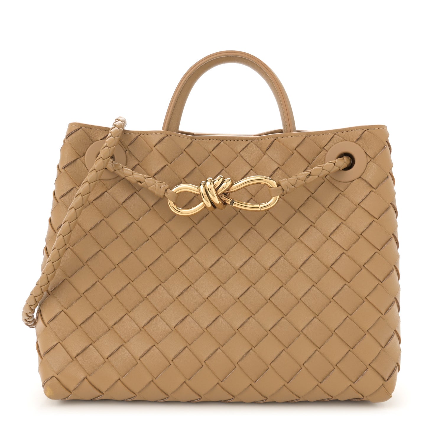 Nappa Intrecciato Small Andiamo Shoulder Bag Dark Praline