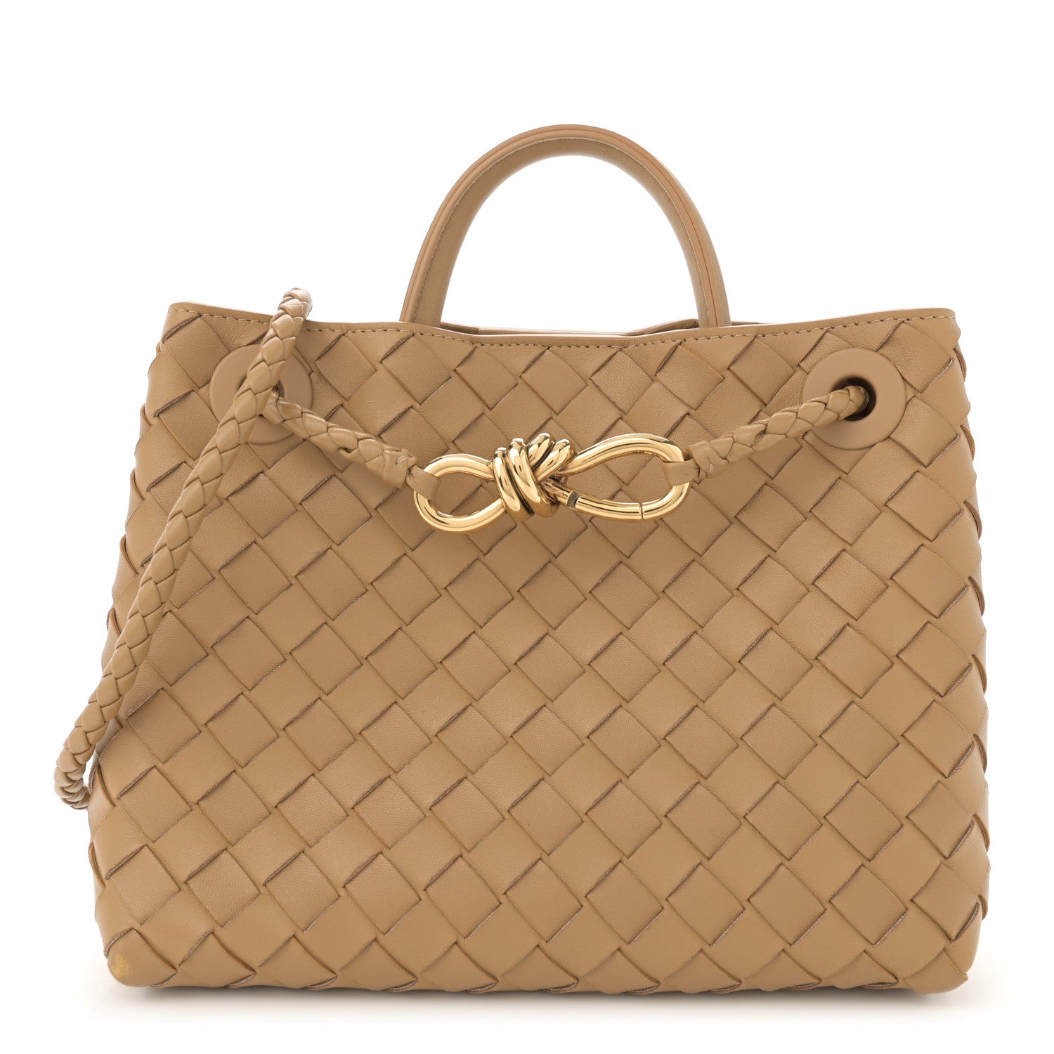 Bottega Veneta Nappa Intrecciato Small Andiamo Shoulder Bag Dark Praline 1 of 9