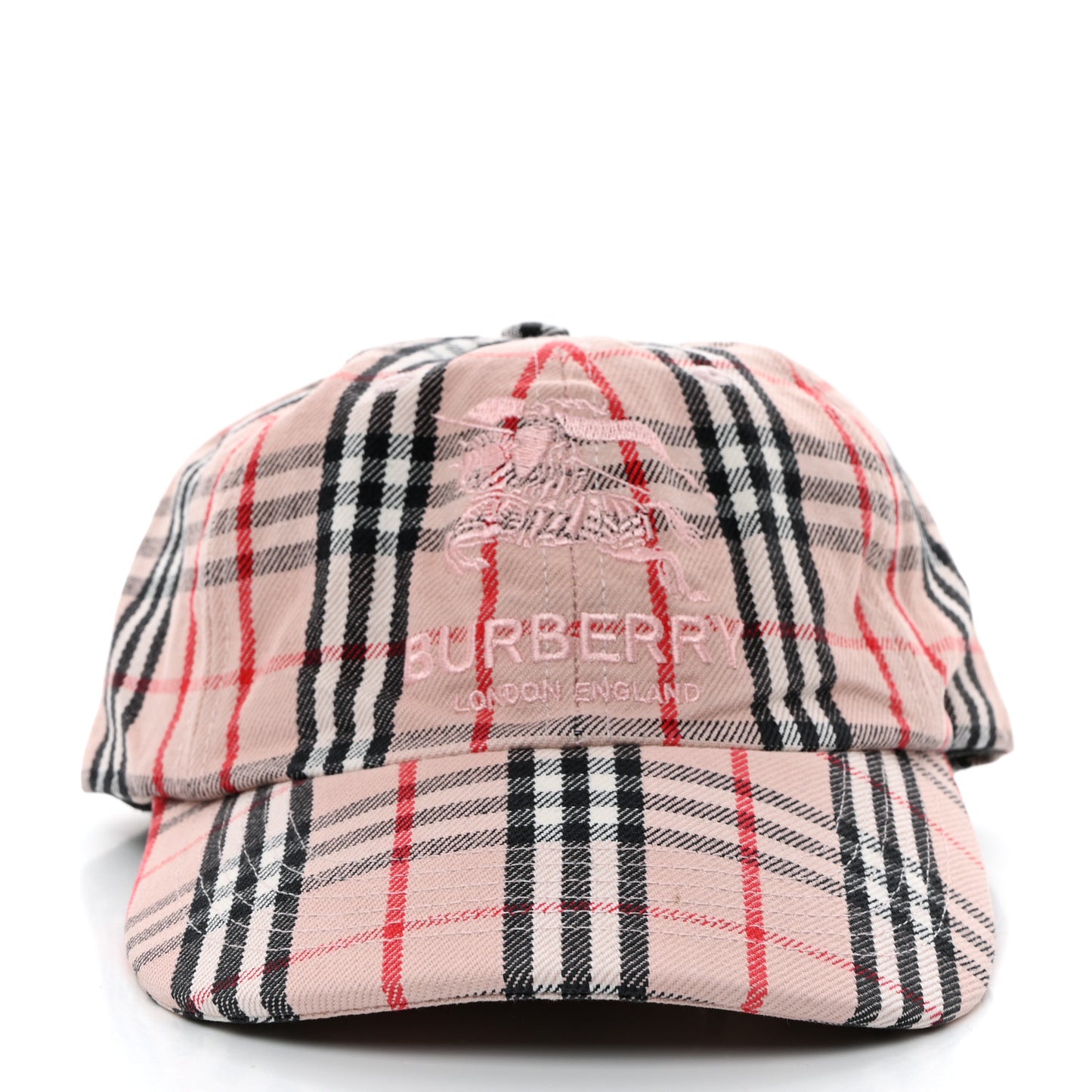 X SUPREME Cotton Vintage Check Monogram Baseball Hat Pink