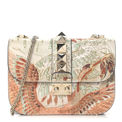 Valentino Garavani Vitello Japanese Bird Embroidered Small Glam Lock Rockstud Flap Multicolor 1 of 6