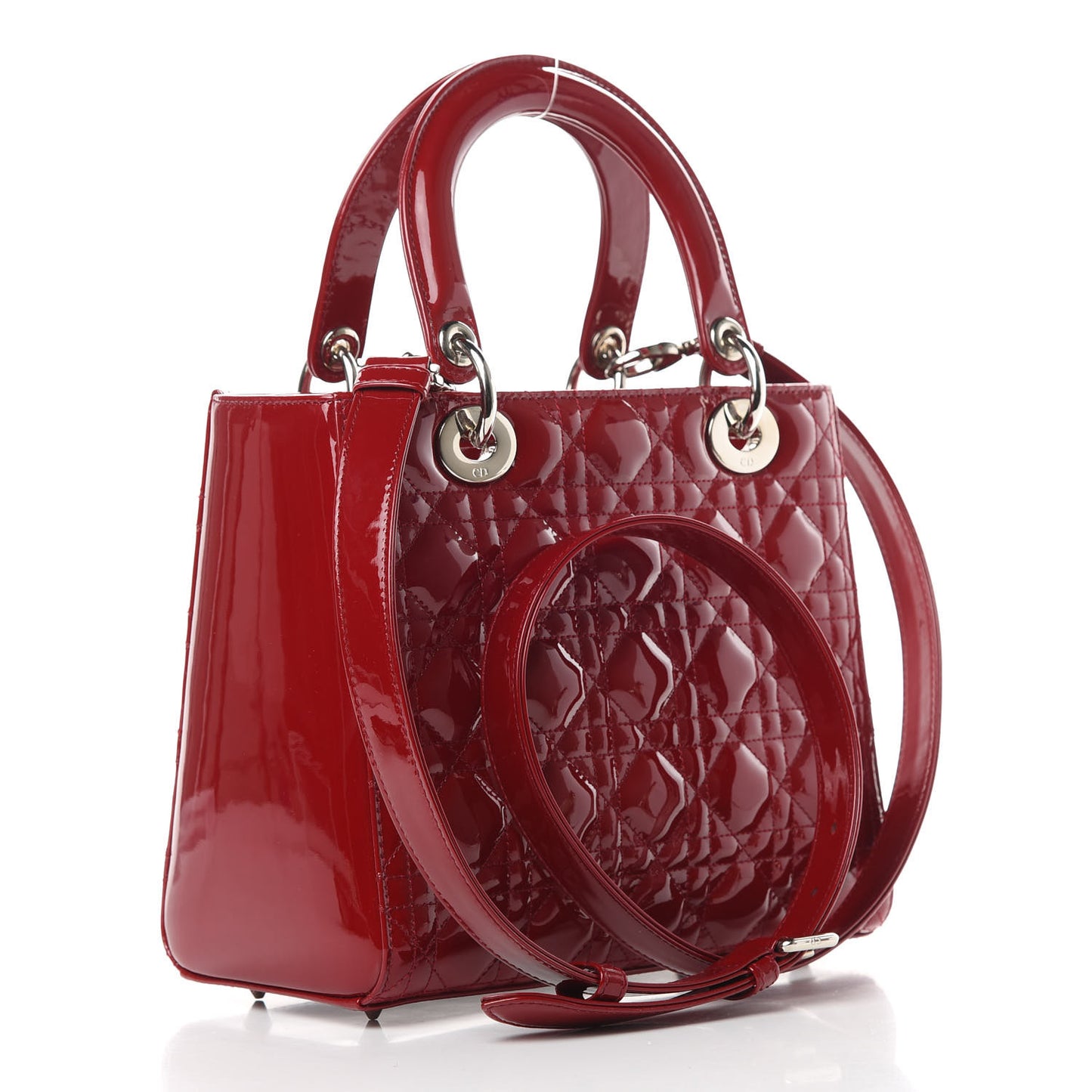 Patent Cannage Medium Lady Dior Red