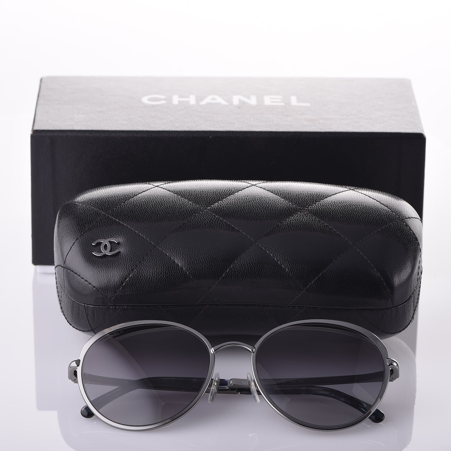 Chanel Round Spring Sunglasses 4206 Black Silver 7 of 7