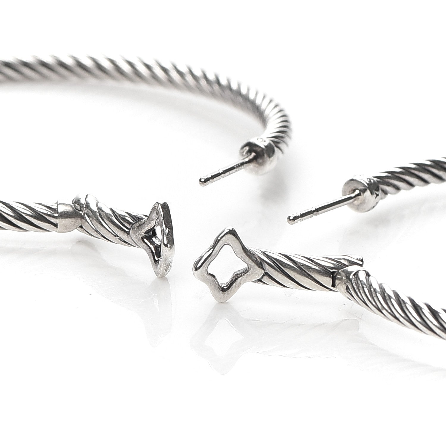 David Yurman Sterling Silver Medium Cable Classics Hoop Earrings 3 of 4