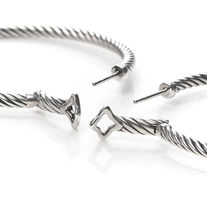 David Yurman Sterling Silver Medium Cable Classics Hoop Earrings 3 of 4