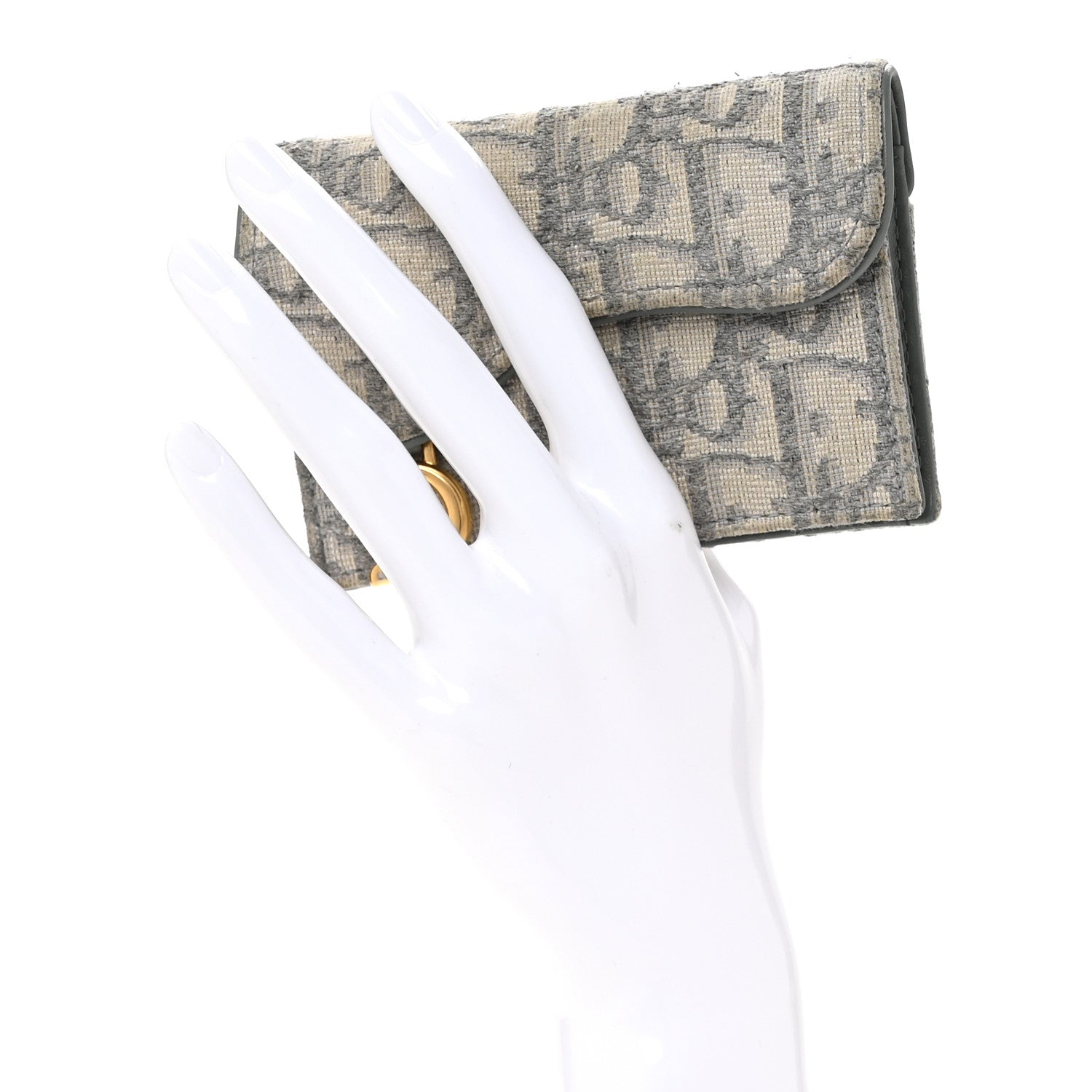 Christian Dior Oblique Saddle Card Holder Gray 2 of 11