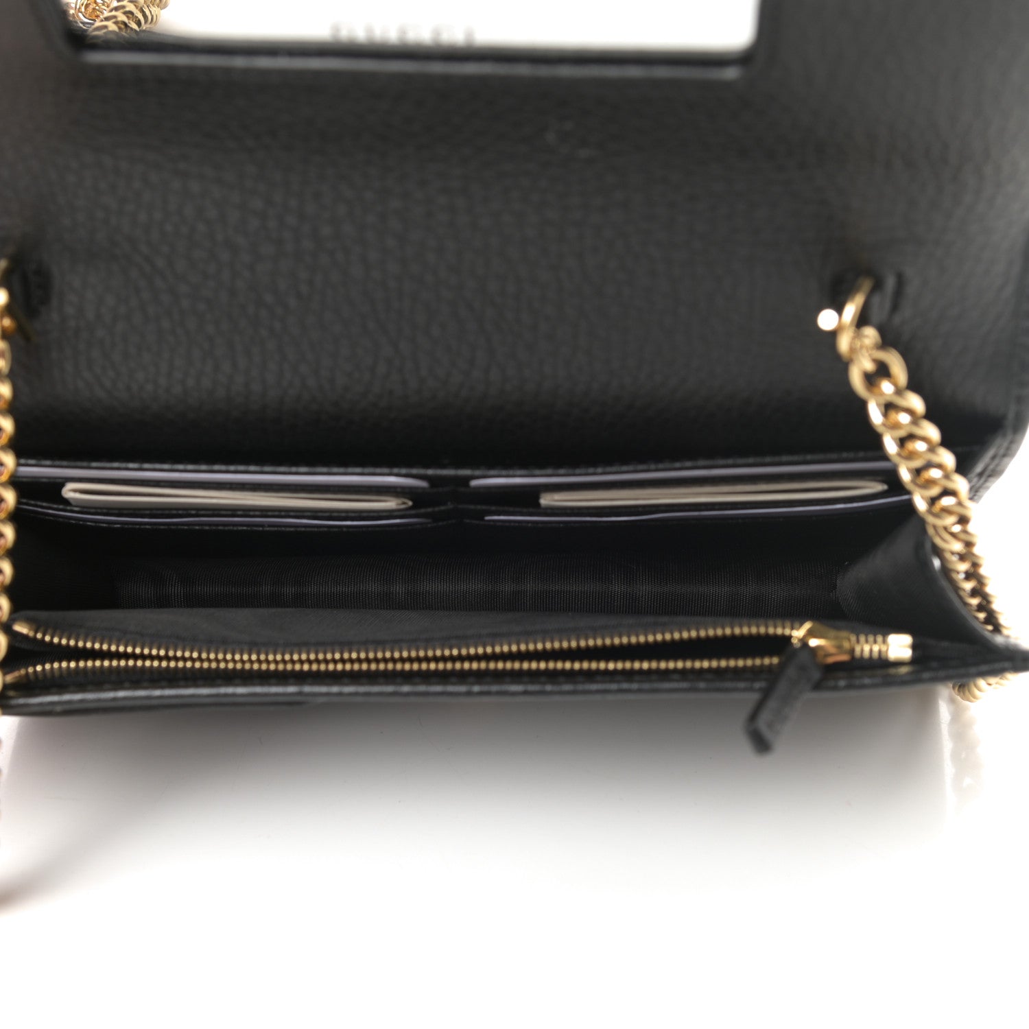 Gucci Calfskin Mini GG Marmont Chain Wallet Black 5 of 11