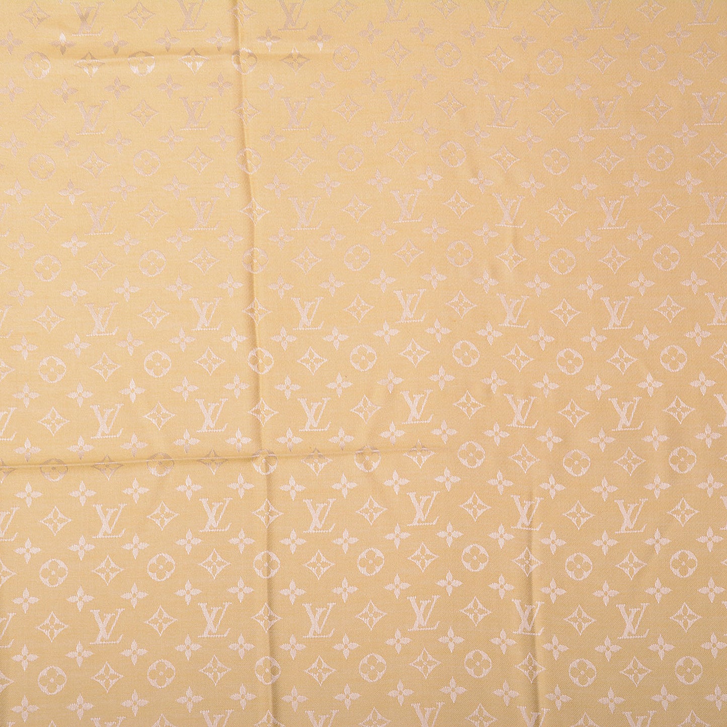 Wool Silk Monogram Denim Shawl Pale Yellow