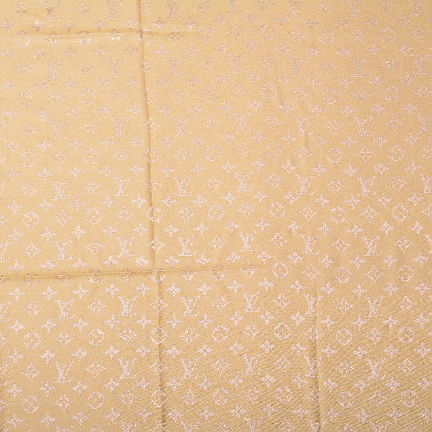 Louis Vuitton Wool Silk Monogram Denim Shawl Pale Yellow 1 of 5
