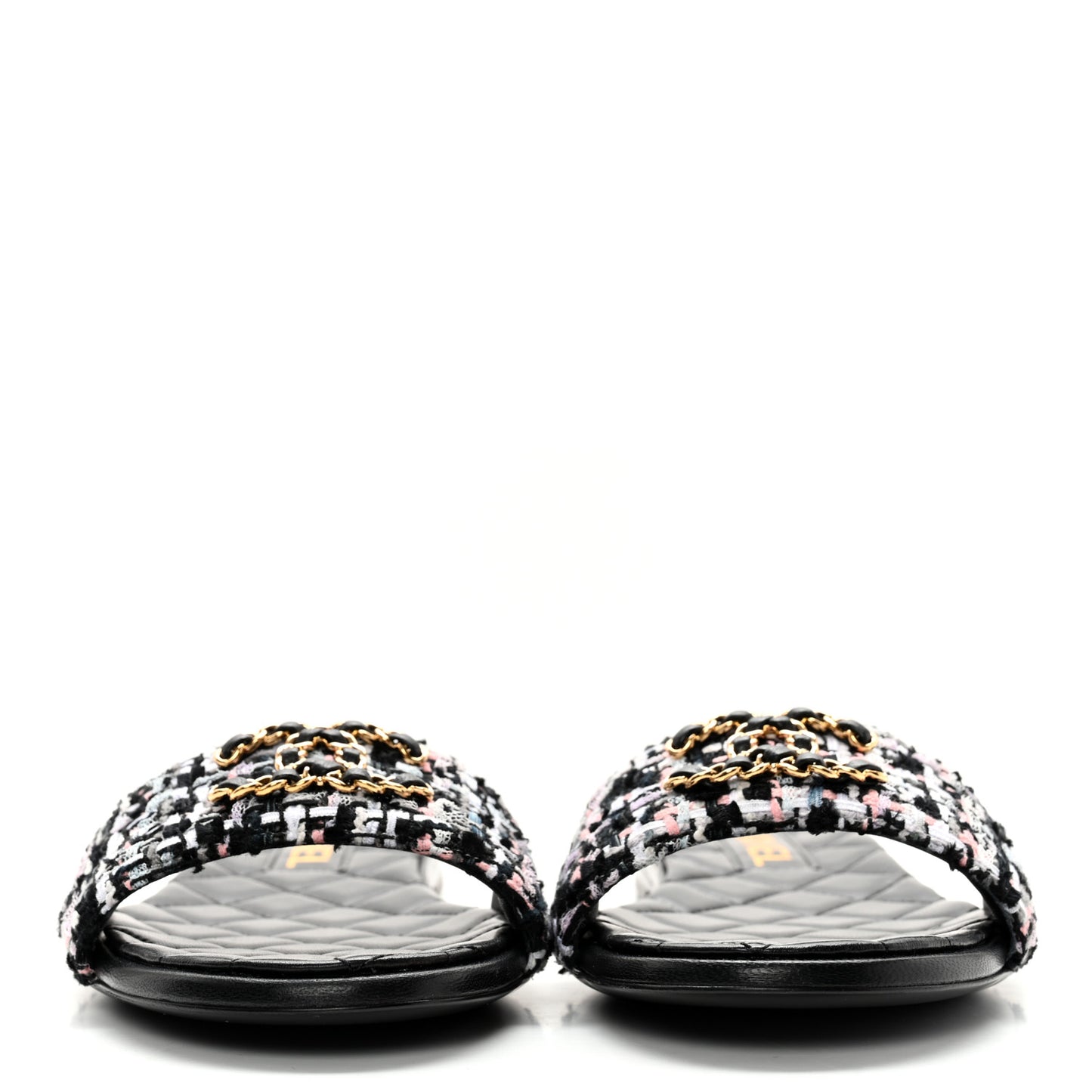 Tweed CC Chain Mule Sandal 38.5 Multicolor