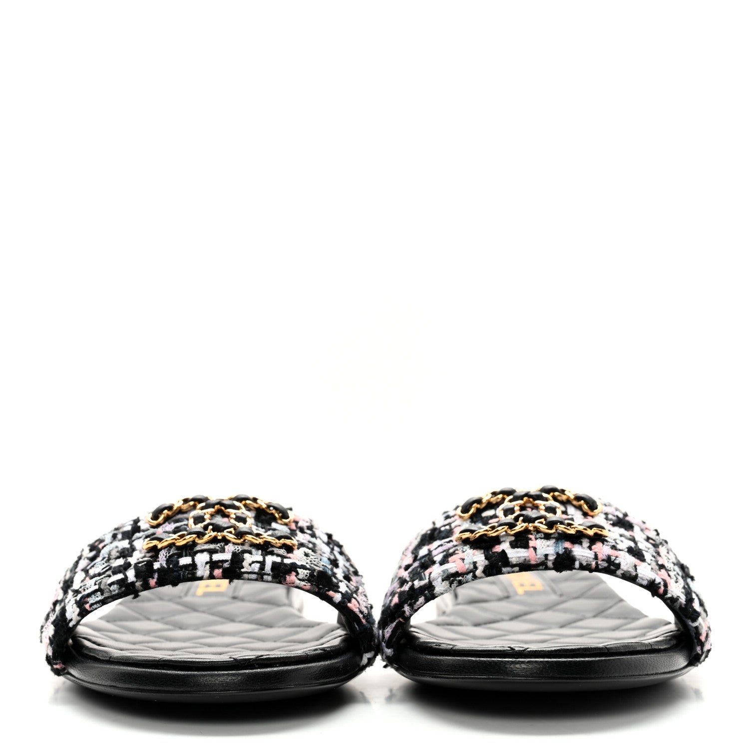 Chanel Tweed CC Chain Mule Sandal 38.5 Multicolor 2 of 11