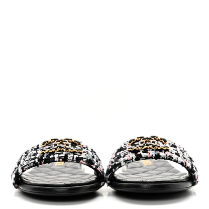 Chanel Tweed CC Chain Mule Sandal 38.5 Multicolor 2 of 11