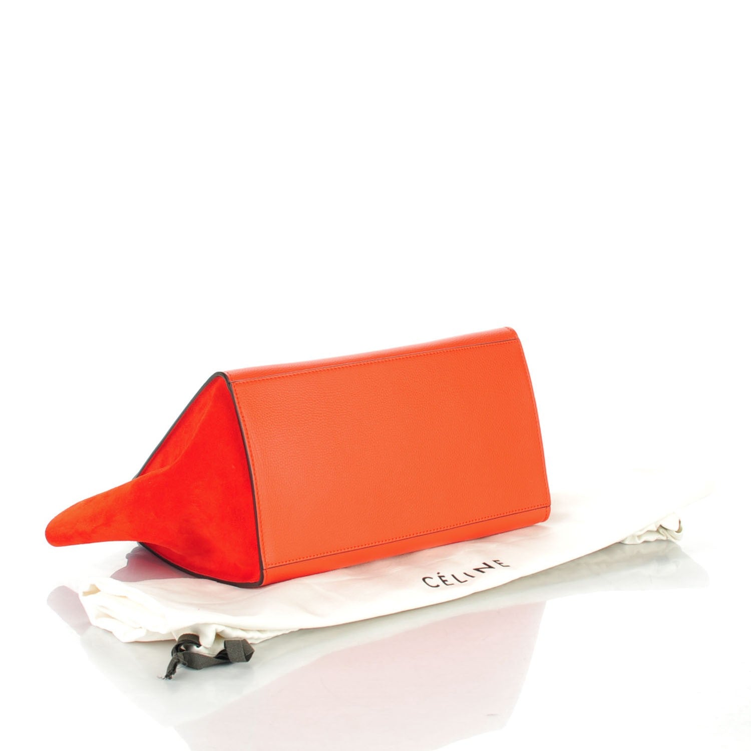 Celine Drummed Calfskin Suede Medium Trapeze Vermillion 4 of 7