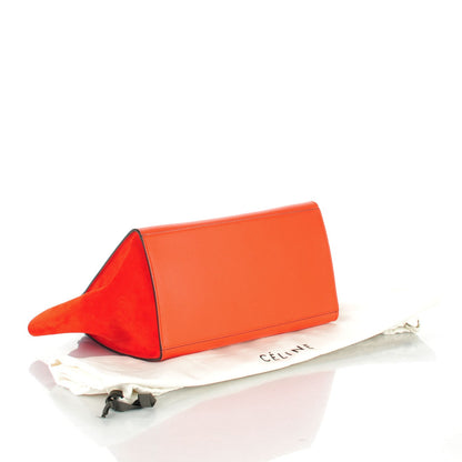 Celine Drummed Calfskin Suede Medium Trapeze Vermillion 4 of 7