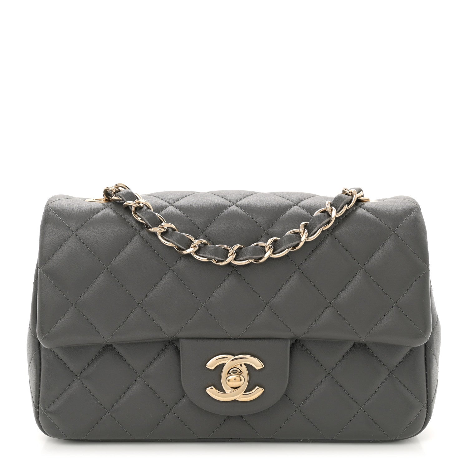 Chanel Lambskin Quilted Mini Rectangular Flap Dark Grey 1 of 11