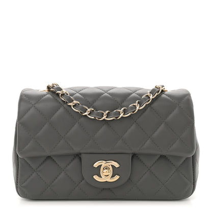 Chanel Lambskin Quilted Mini Rectangular Flap Dark Grey 1 of 11