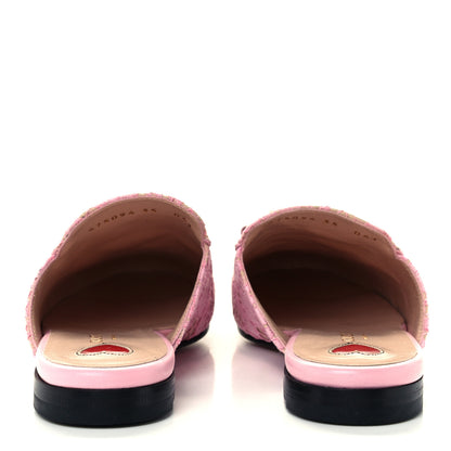 Gucci Lace Malaga Kid Womens Princetown Slippers 35 Sugar Pink Skin Rose 6 of 10