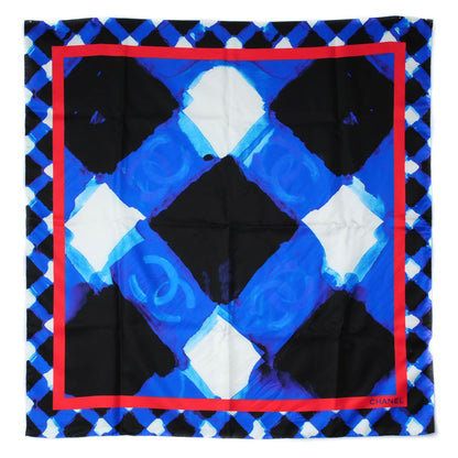 Chanel Washed Silk Twill CC Square Scarf Navy White 2 of 7