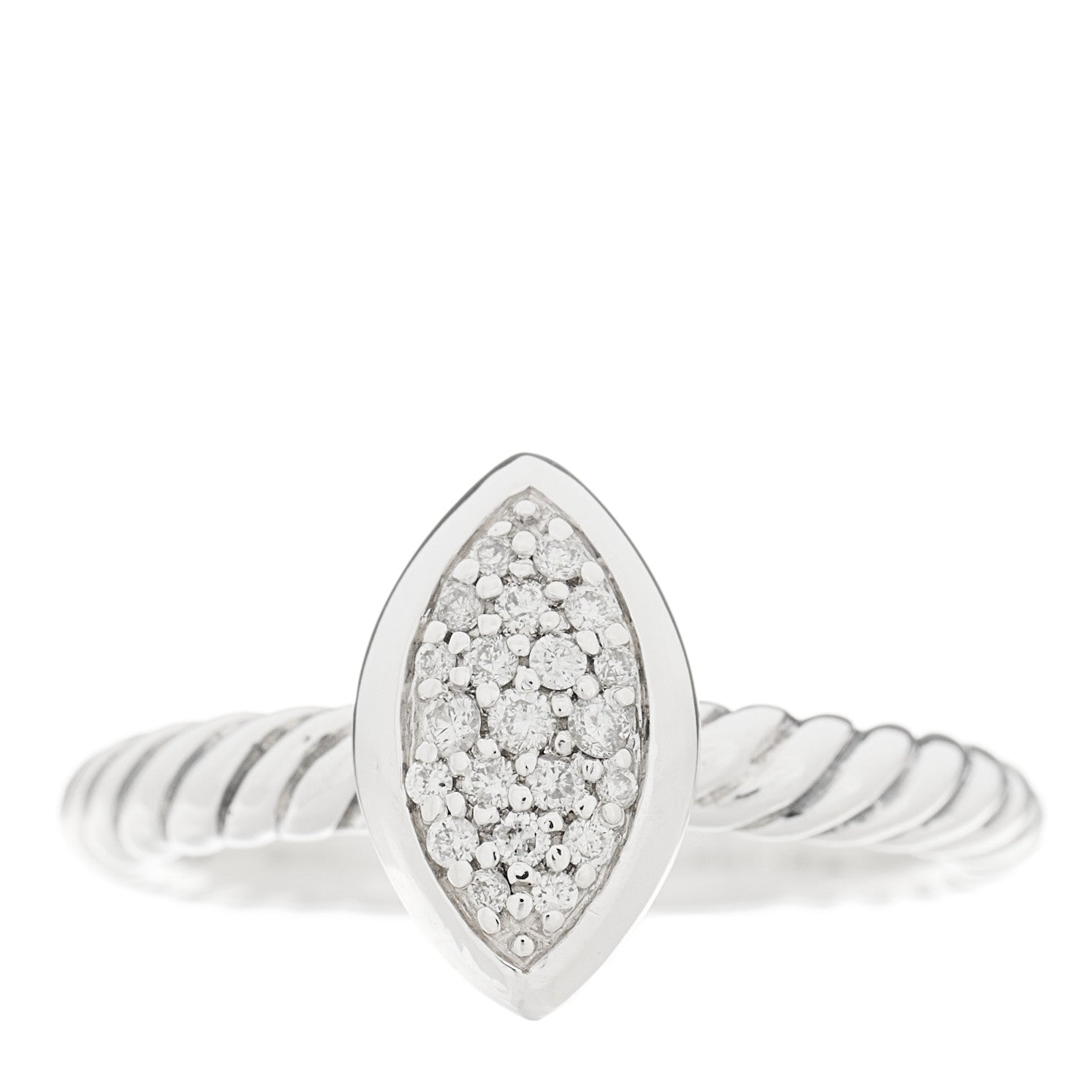 David Yurman Sterling Silver Diamond Marquise Ring 53 6.25 1 of 4