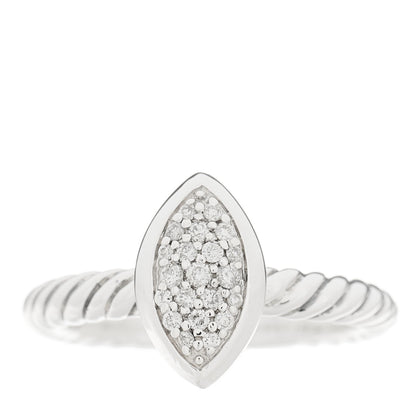 David Yurman Sterling Silver Diamond Marquise Ring 53 6.25 1 of 4