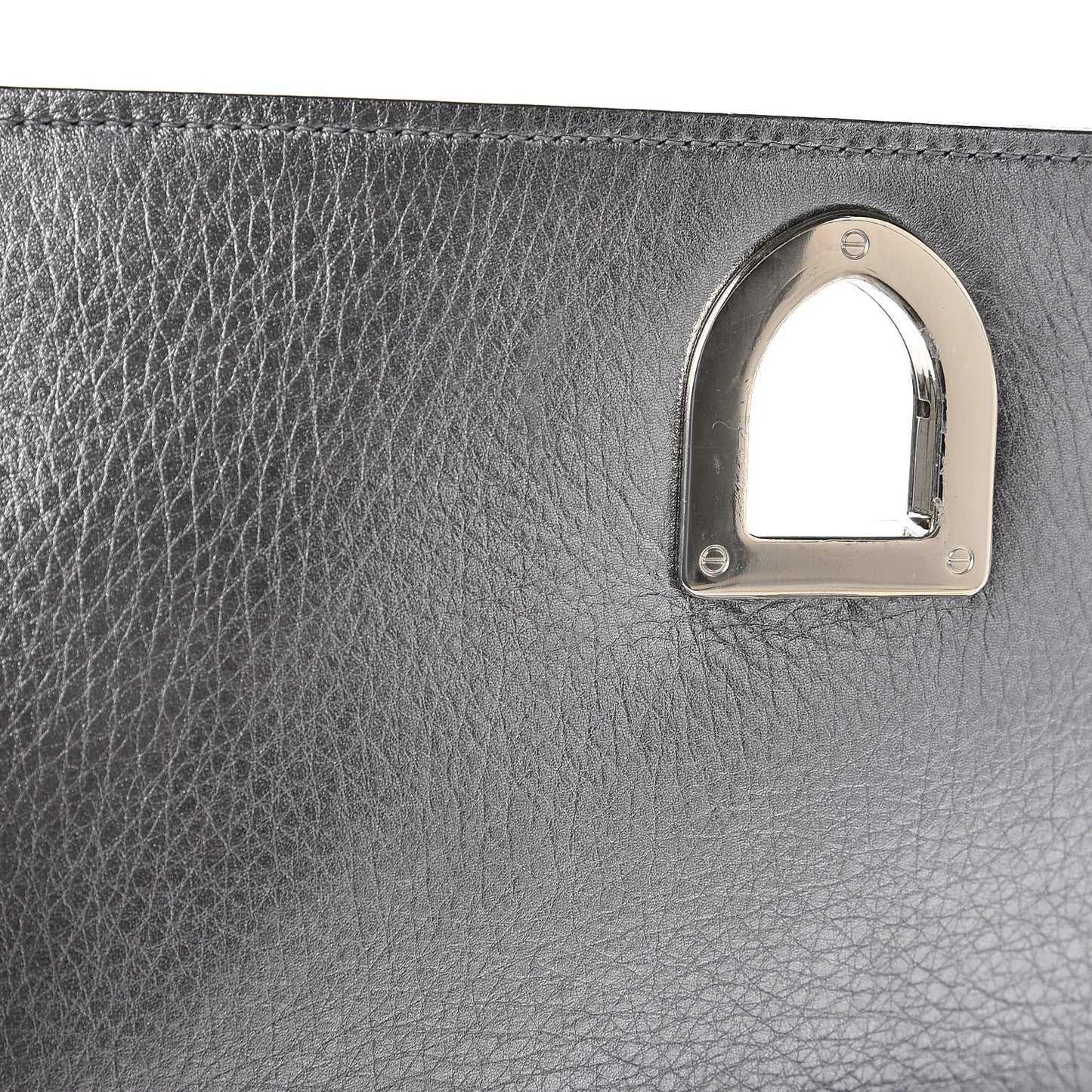 Metallic Grained Calfskin Medium Diorama Flap Bag Silver