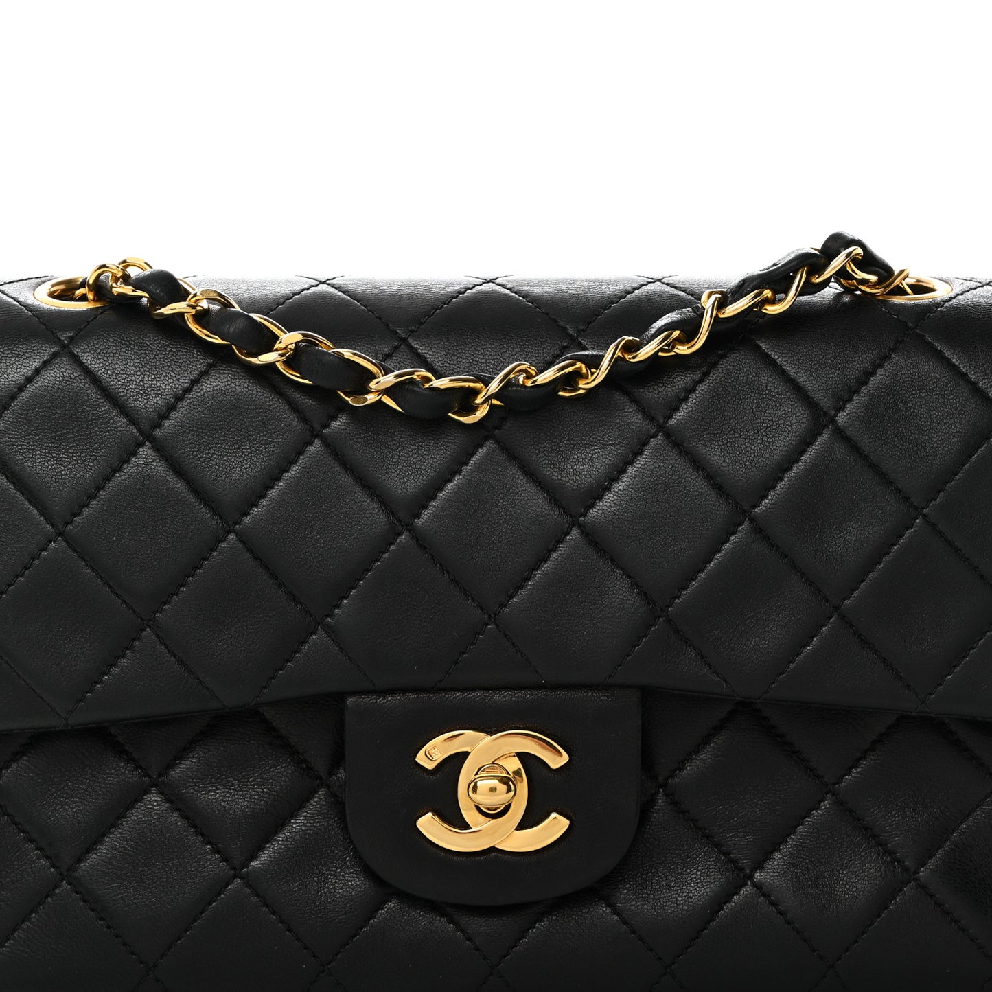 Lambskin Quilted Small Double Flap Black