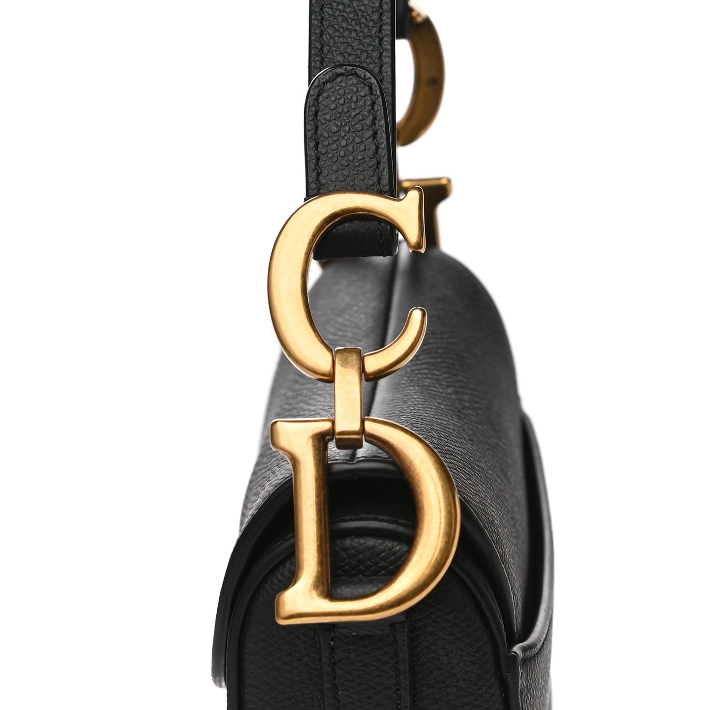 Grained Calfskin Mini Saddle Bag Black