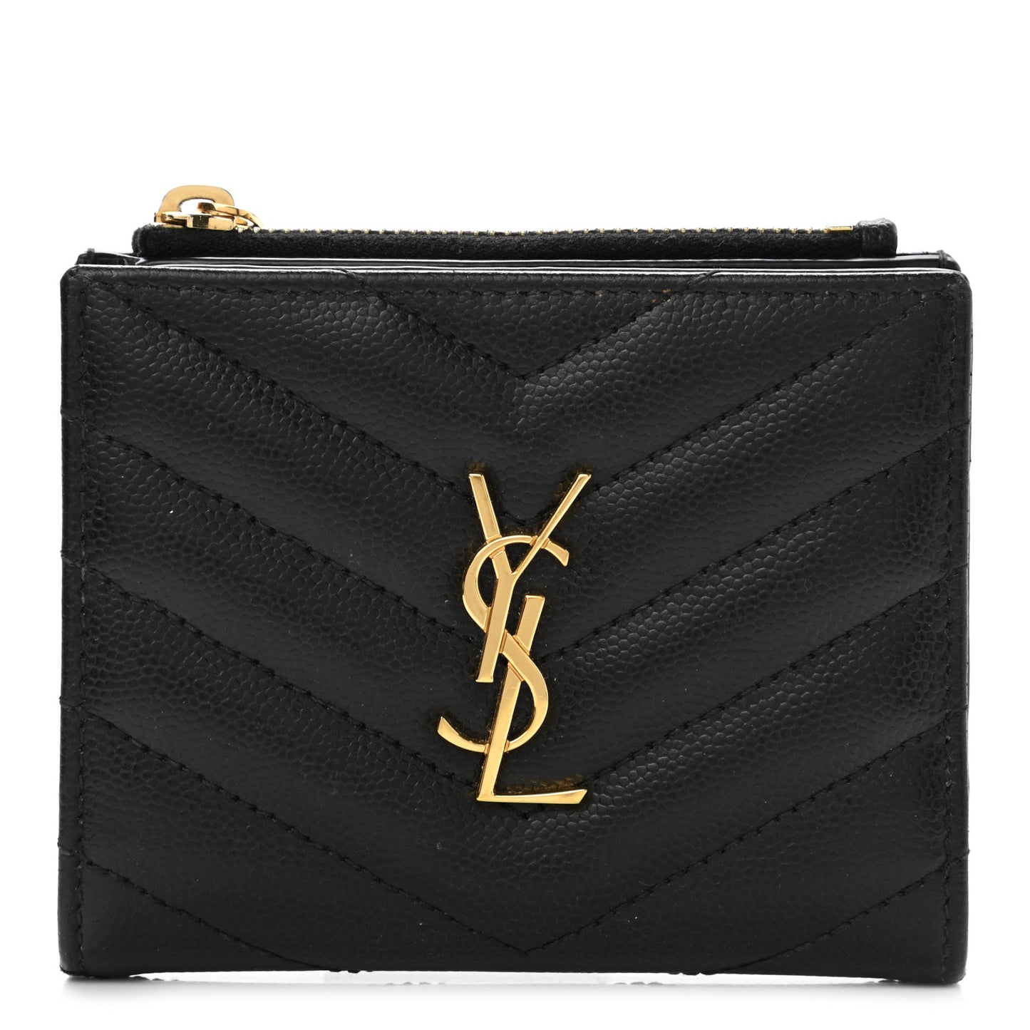 Grain De Poudre Matelasse Chevron Monogram Zipped Card Case Black
