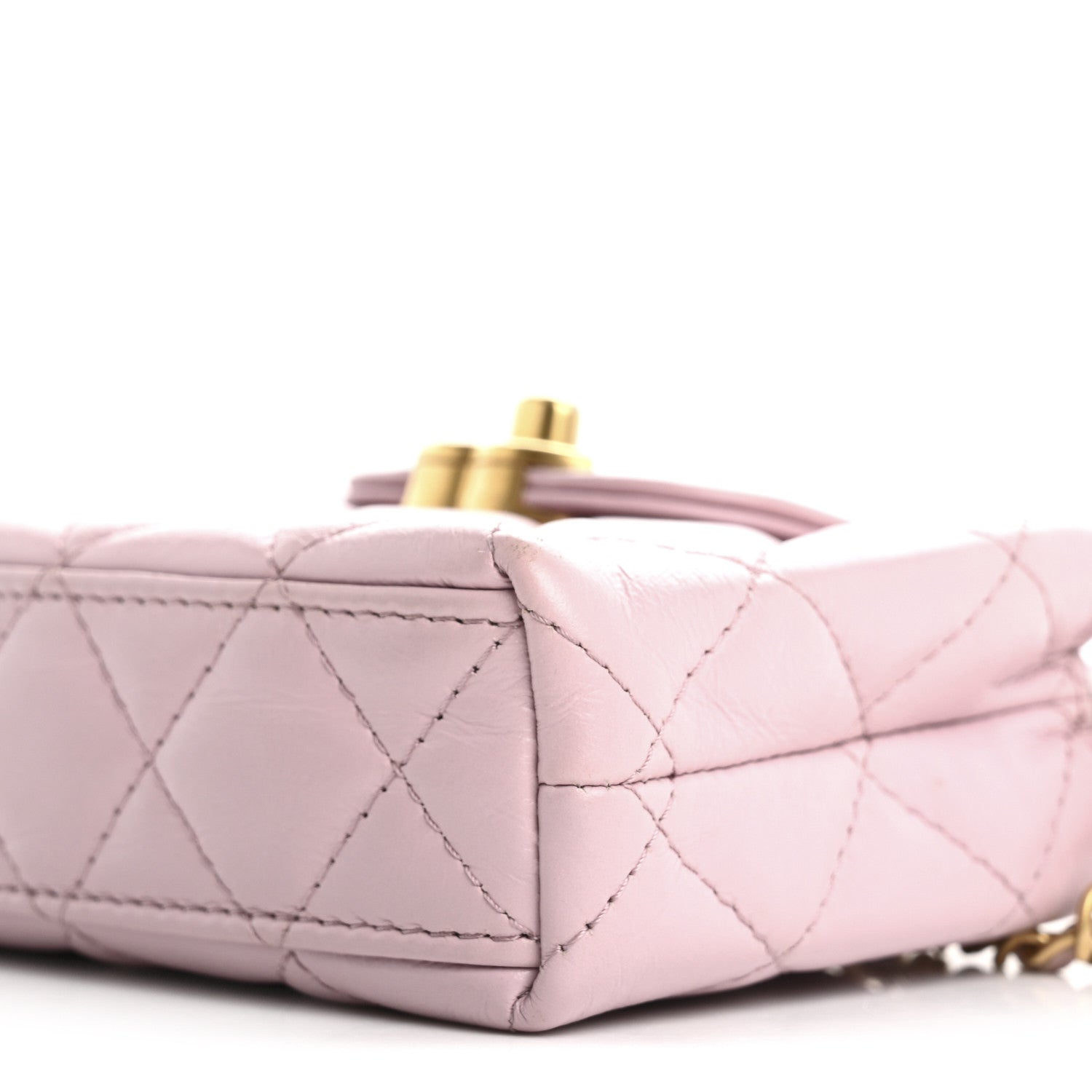 Chanel Shiny Aged Calfskin Quilted Mini Nano Kelly Shopper Light Pink 10 of 17