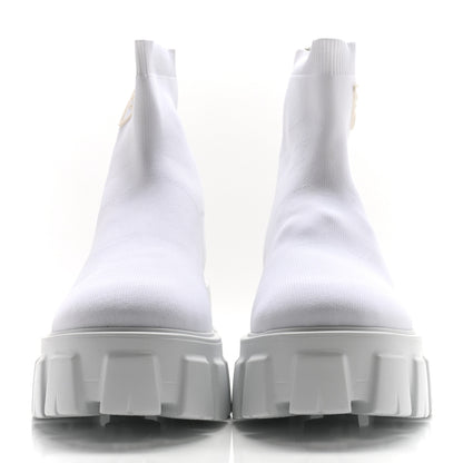 Prada Knit Rubber Triangle Logo Monolith 55mm Ankle Boots 38 Bianco 4 of 9