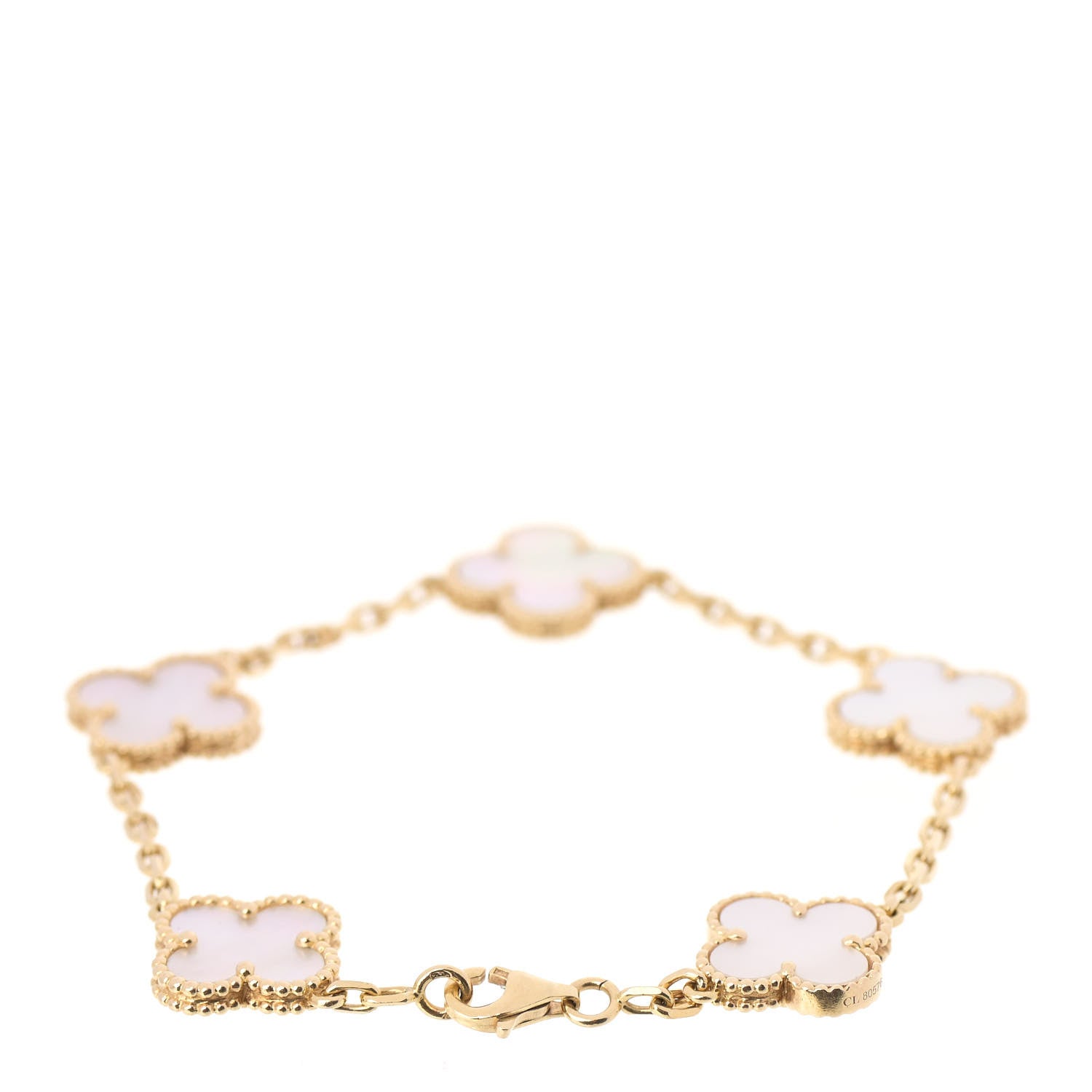 Van Cleef & Arpels 18K Yellow Gold Mother of Pearl 5 Motifs Vintage Alhambra Bracelet 2 of 5