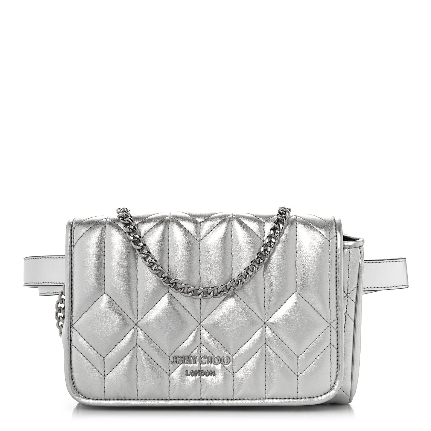 Metallic Calfskin Diondra Belt Bag Silver