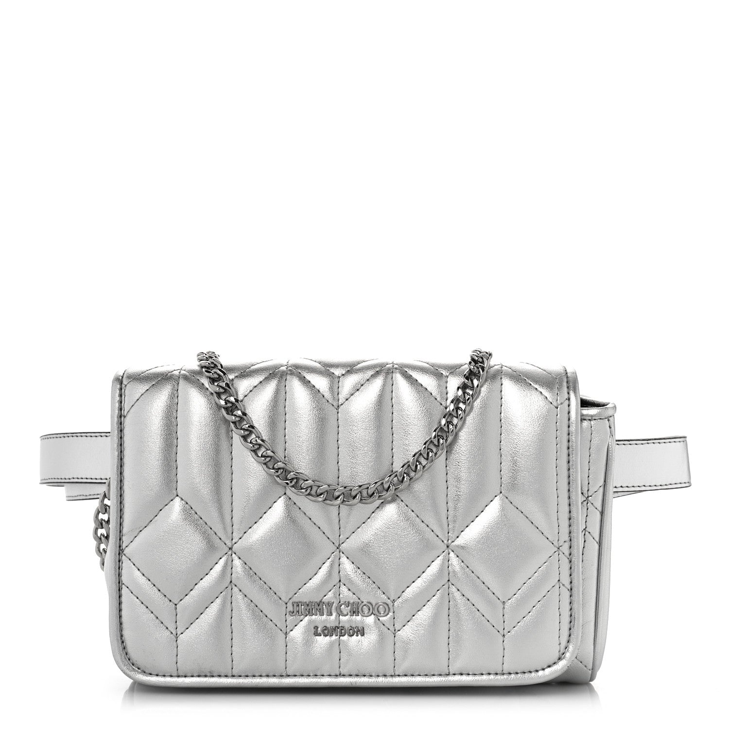 Jimmy Choo Metallic Calfskin Diondra Belt Bag Silver 1 of 8