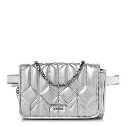 Jimmy Choo Metallic Calfskin Diondra Belt Bag Silver 1 of 8