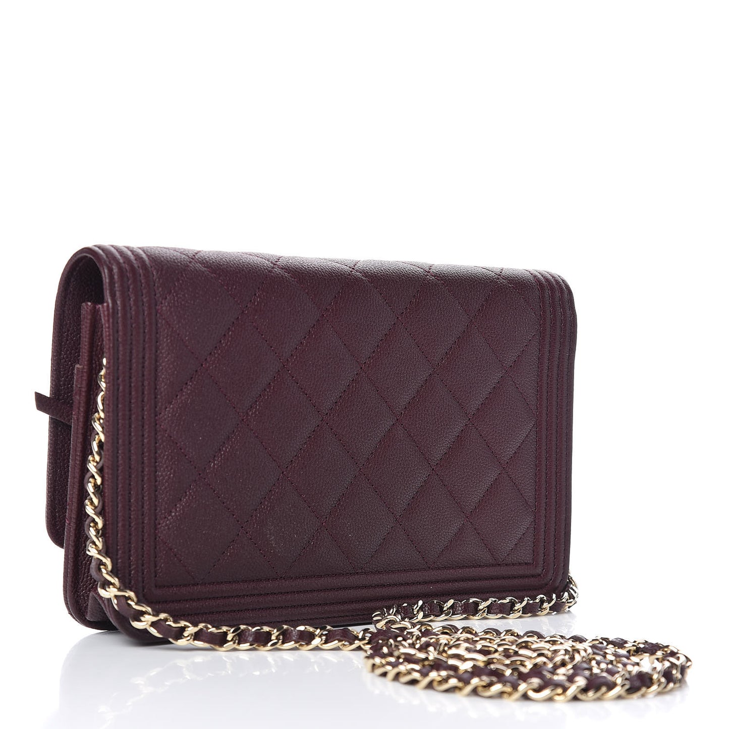 Caviar Quilted Boy Wallet On Chain WOC Dark Purple