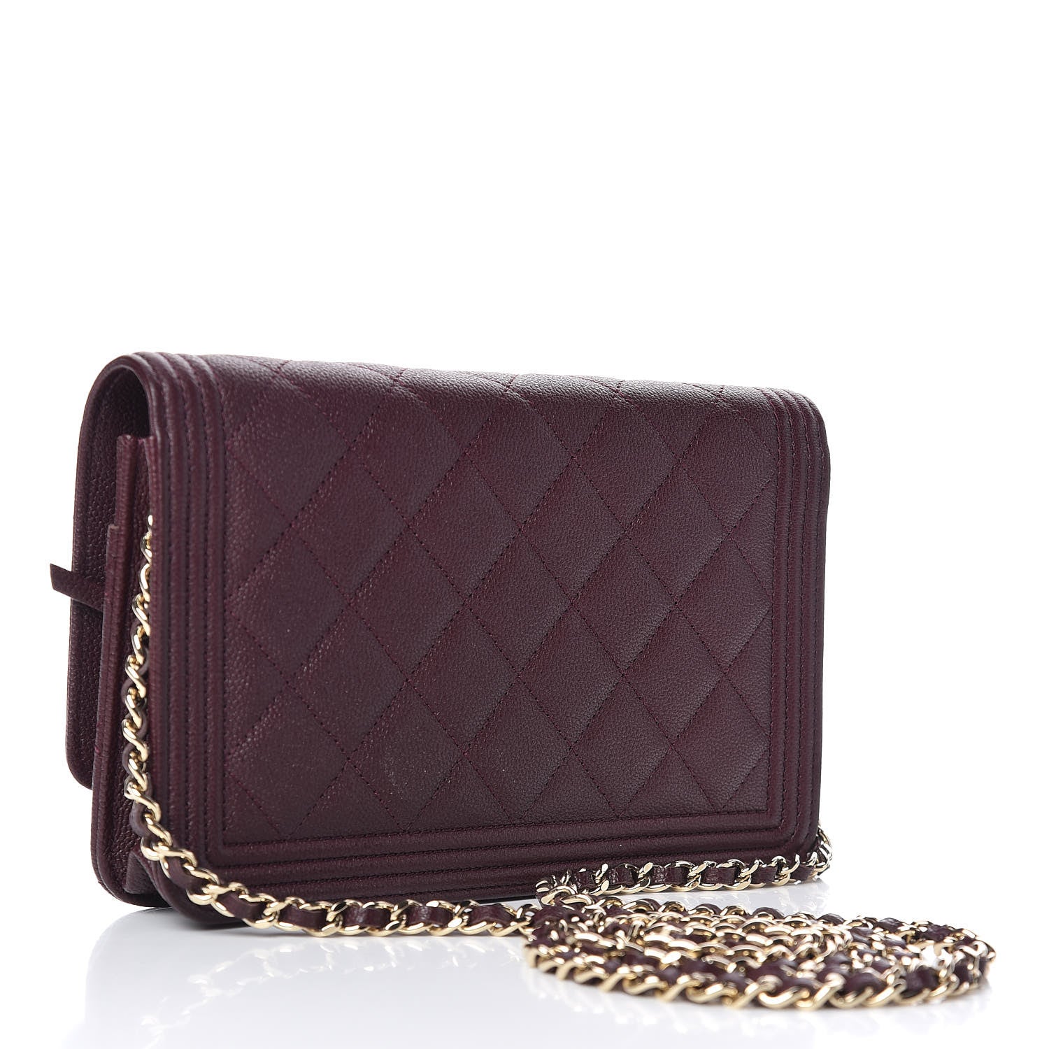 Chanel Caviar Quilted Boy Wallet On Chain WOC Dark Purple 3 of 13