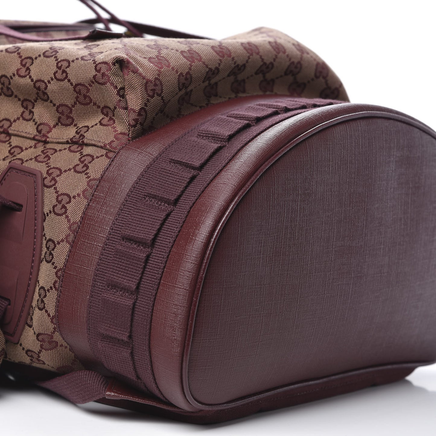 GG Monogram Script Logo Large Double Pocket Backpack Sahara Rubino Bordeaux