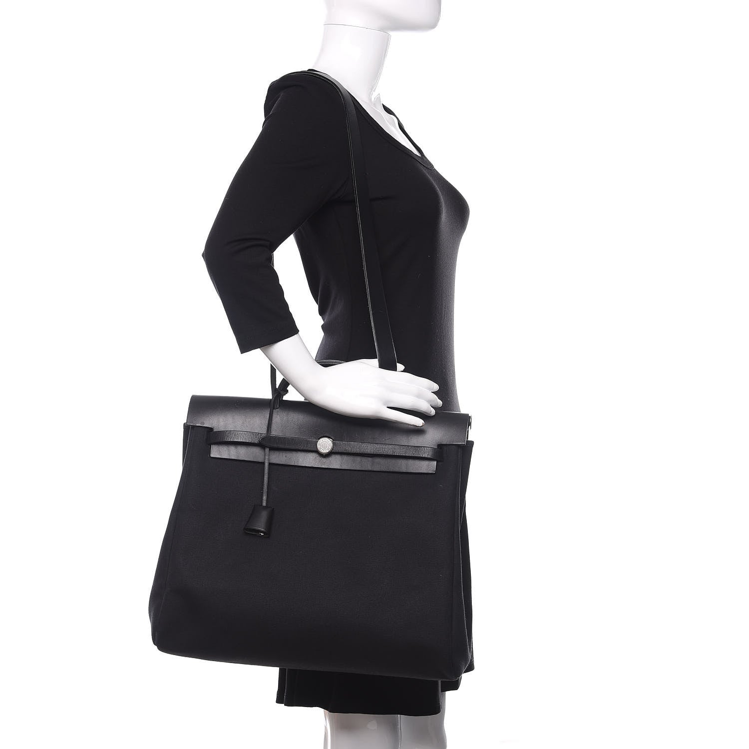 Hermes Toile Vache Calfskin Herbag 39 MM Black 3 of 14