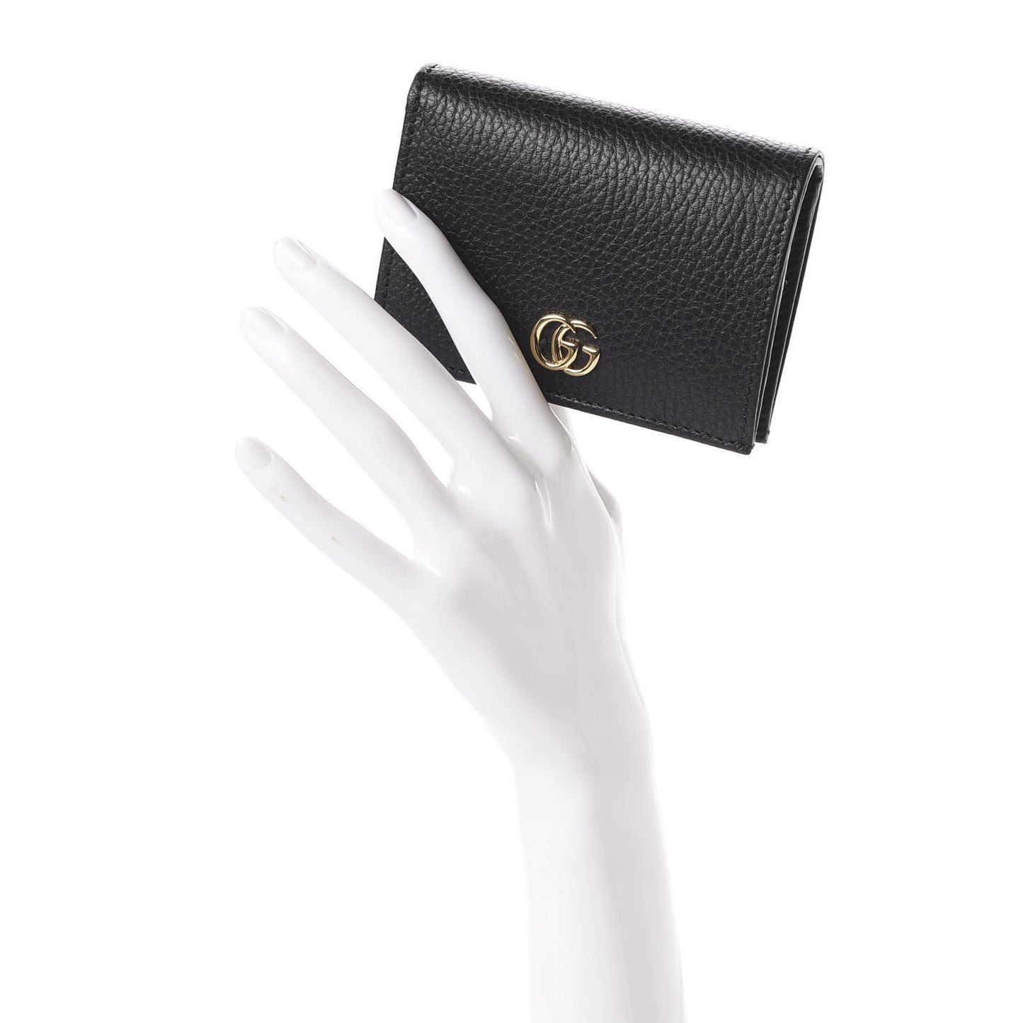 Pebbled Calfskin GG Marmont Card Case Black