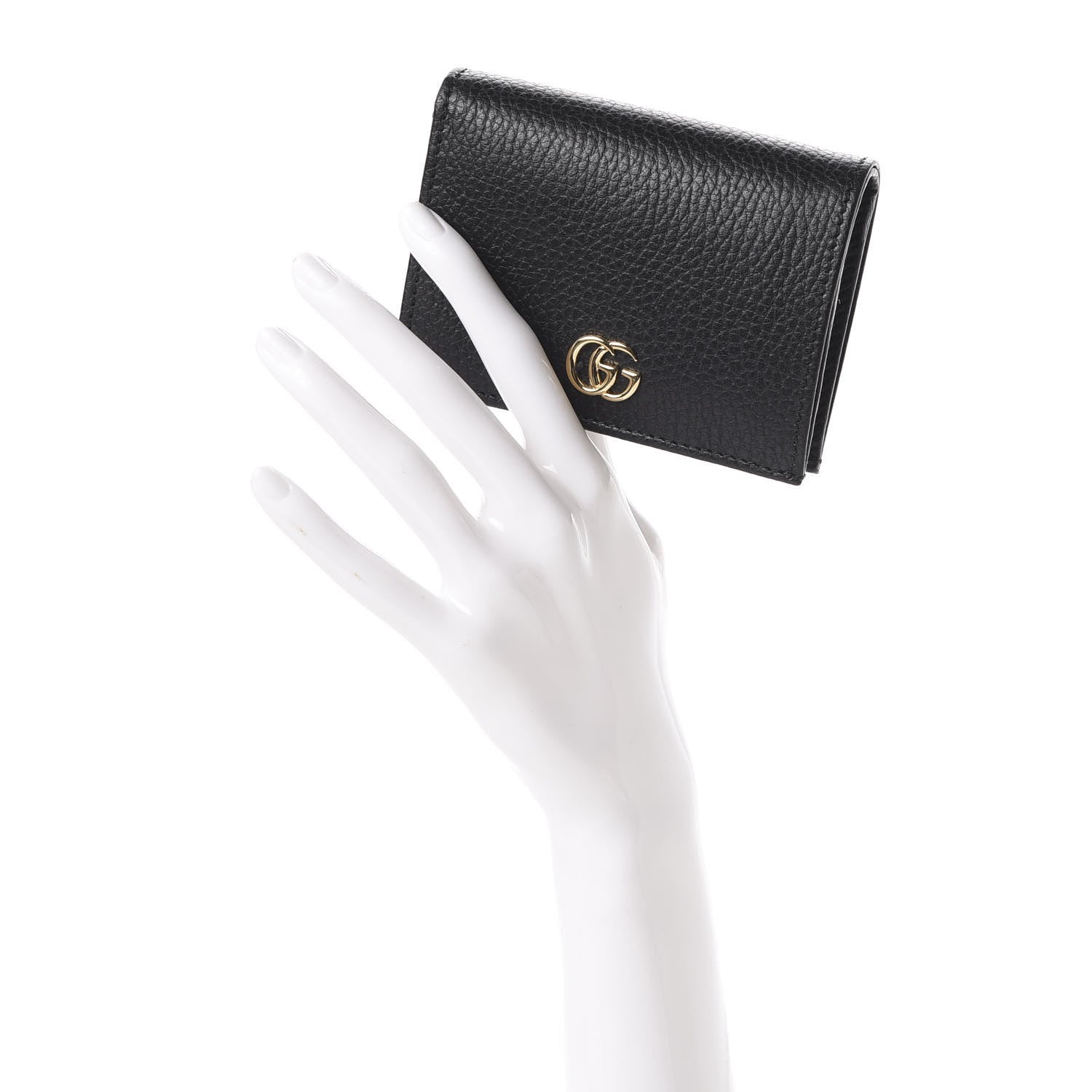 Gucci Pebbled Calfskin GG Marmont Card Case Black 2 of 9