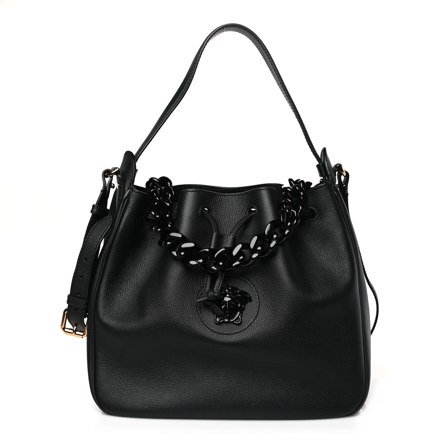 Versace Grained Calfskin La Medusa Bucket Bag Black 1 of 8