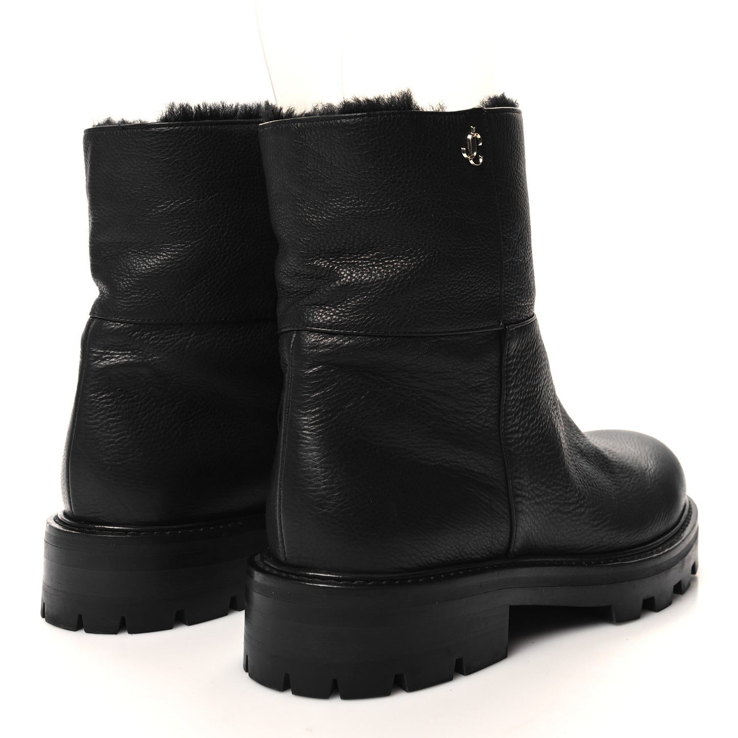Calfskin Fur Boots 37 Black