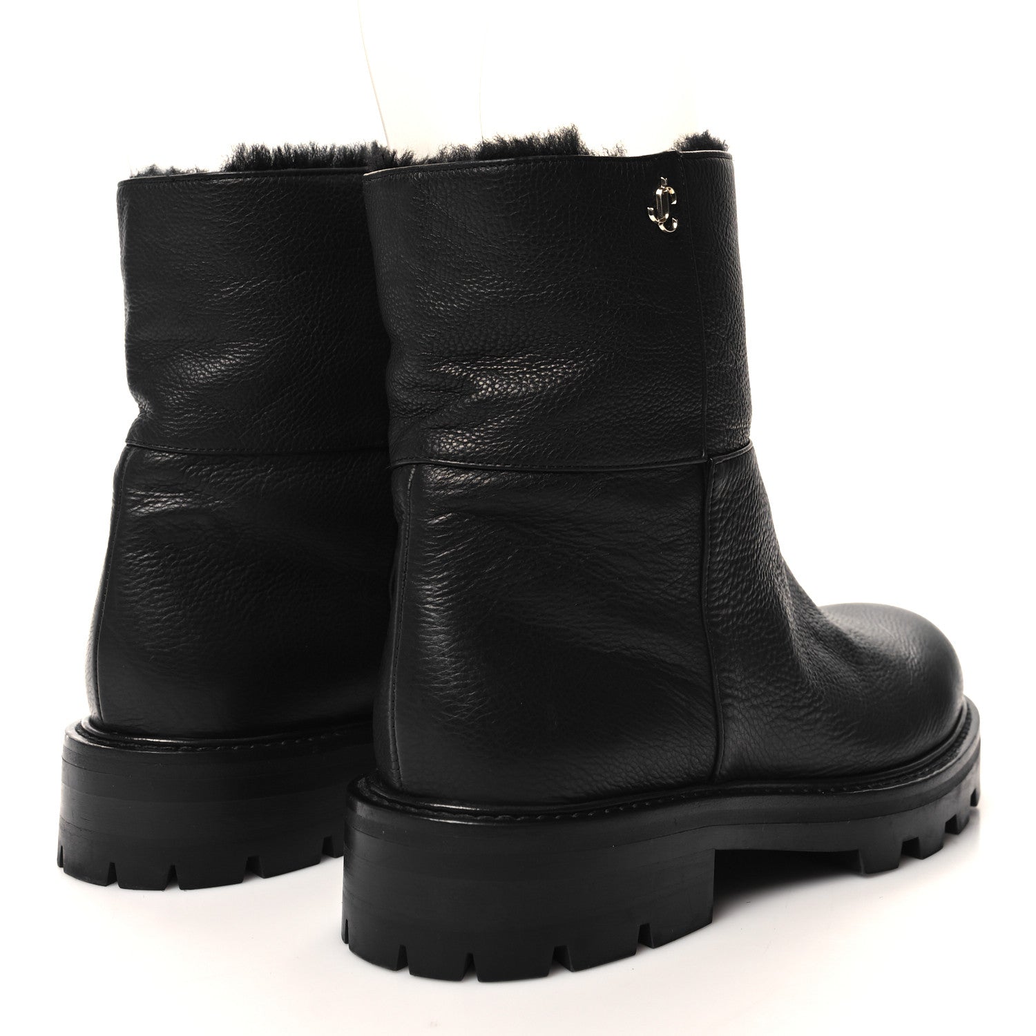 Jimmy Choo Calfskin Fur Boots 37 Black 4 of 6