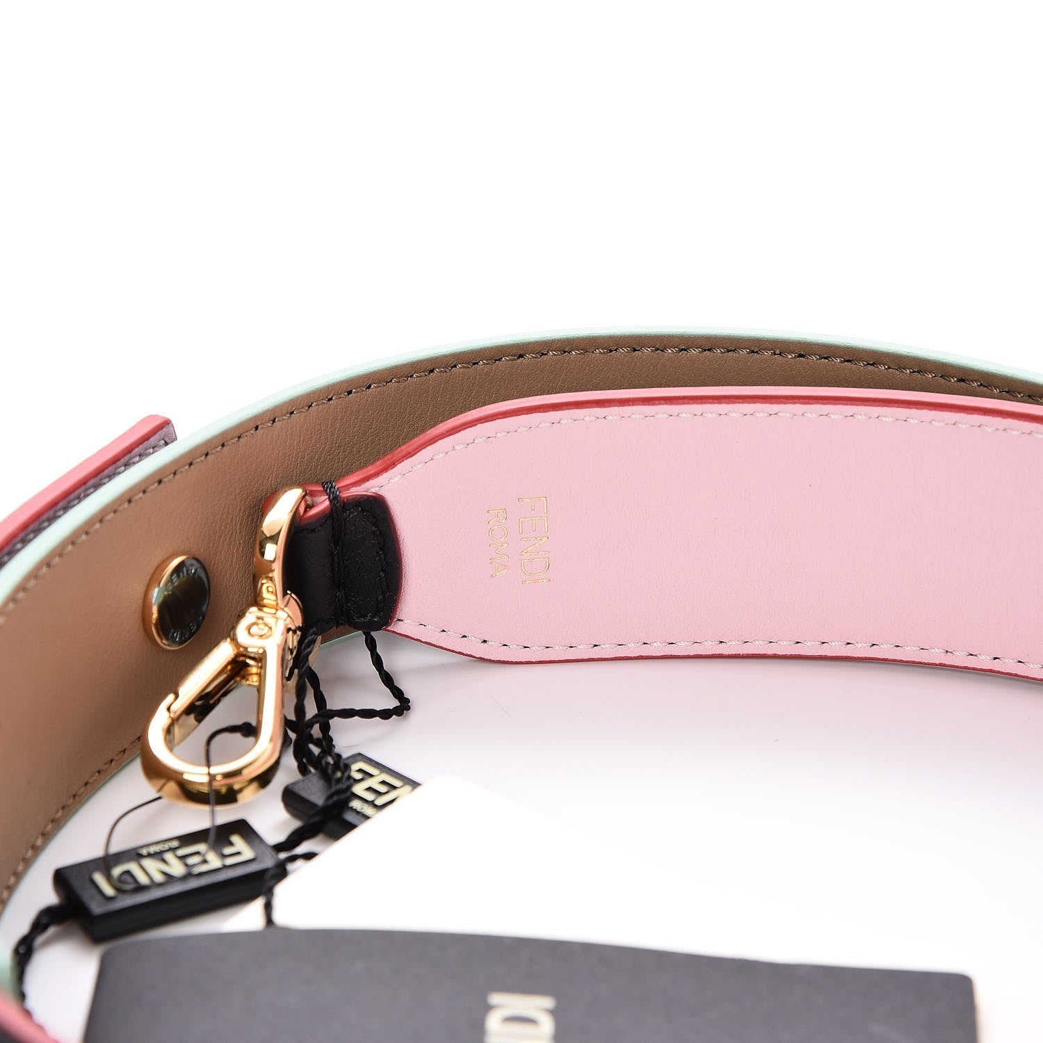Fendi Vitello Dolce Tri-Color Buttoned Strap You Black Peonia Cuoio 3 of 5
