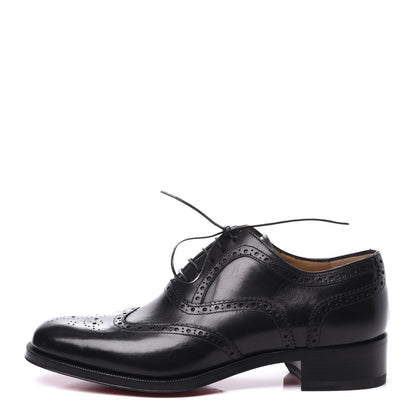 Christian Louboutin Calfskin Mens Education Flat Oxfords 39.5 Black 1 of 9