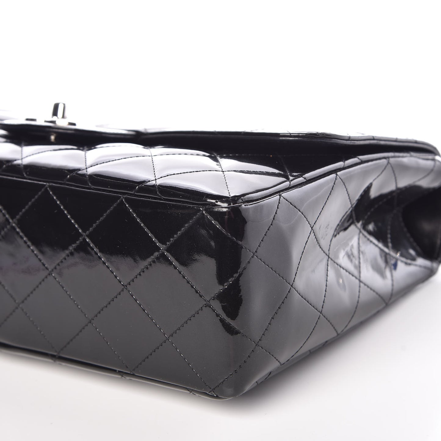 Patent Quilted Jumbo Single Flap Black